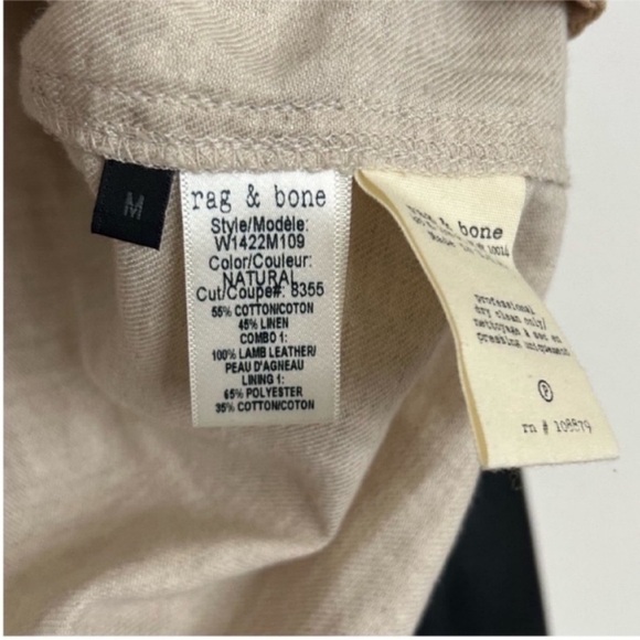 Rag & Bone Linen Twill and Leather Moto Jacket Natural NWT - Picture 11 of 11